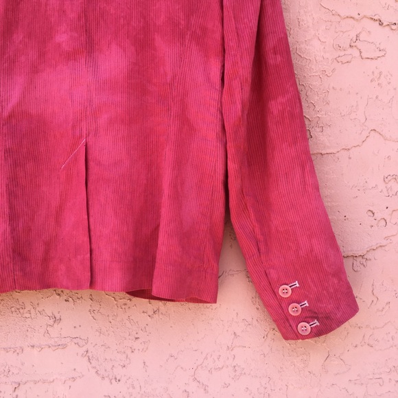 Theory Marbled Tie-Dye Blazer Red Pink Raspberry Linen Womens Size 2 - Picture 3 of 8